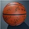 2001-02 Duke University Team Signed IP Rawlings NCAA I/O Basketball (Panels 3 & 4 - Jason Williams, Johnny Dawkins, & Andy Means; Andre Buckner, Dahntay Jones, & Mark Causey) on Sportscollectors.Net
