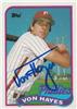 1989 Topps - 385 Von Hayes on Sportscollectors.Net